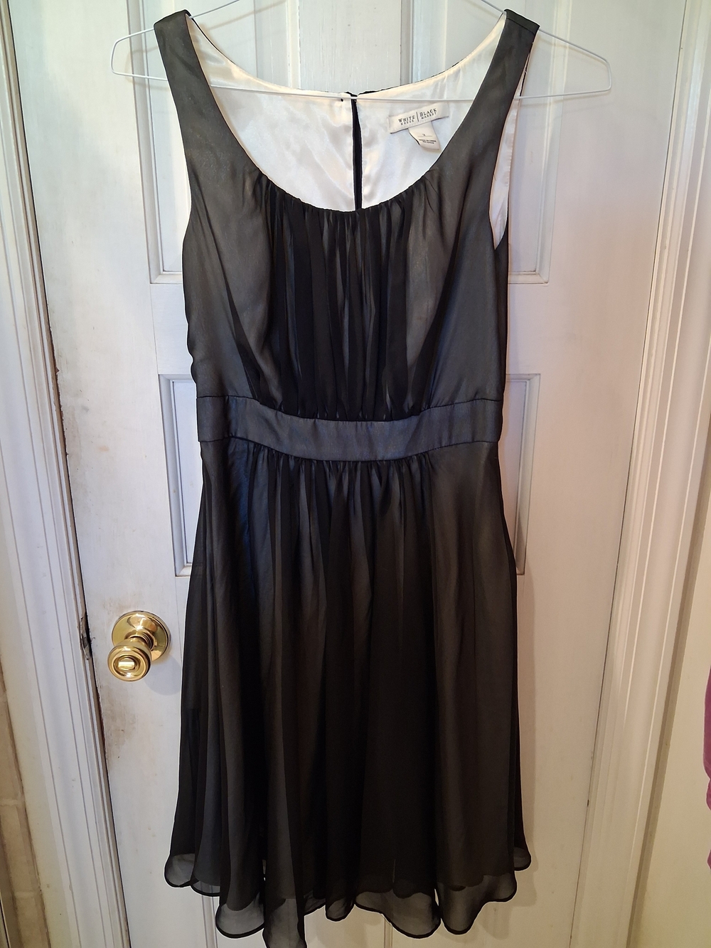 White House Black Market Black Sleeveless Chiffon Overlay Cocktail Dress